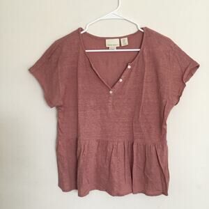 Cynthia Rowley 100% Linen Light Pink Peplum Top Size M